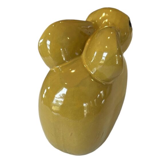 Vintage Yellow Mustard Colored Bunny Rabbit Ceramic Figurine - Picture 4 of 6